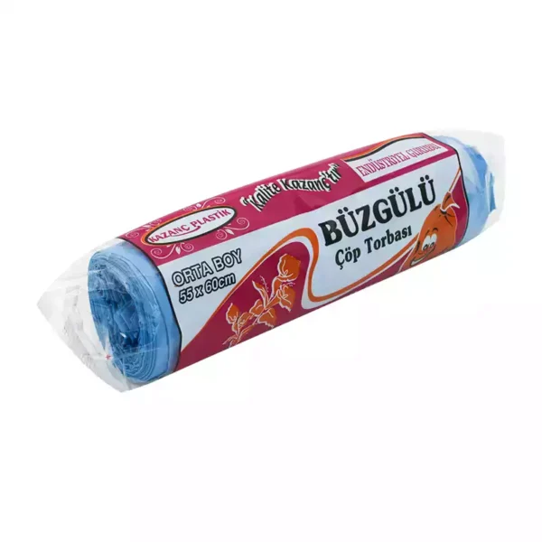 Kazanç Çöp Poşeti 200 Gr Orta Mavi Büzgülü 55x60