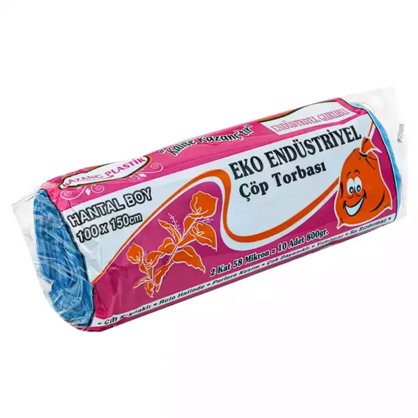 Kazanç Eko Endüstriyel Çöp Poşeti 800 Gr Hantal Mavi 100x150