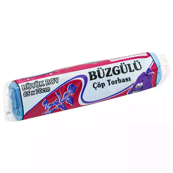 Kazanç Çöp Poşeti 200 Gr Büyük Mavi Büzgülü 65x70